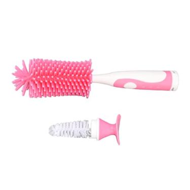 Imagem de Akozon Akozon Silicone Baby Bottle Brush Com Limpador de Bico - Escova de Limpeza Eficaz para Garrafas de bebê e Recipientes de água (Rosa)