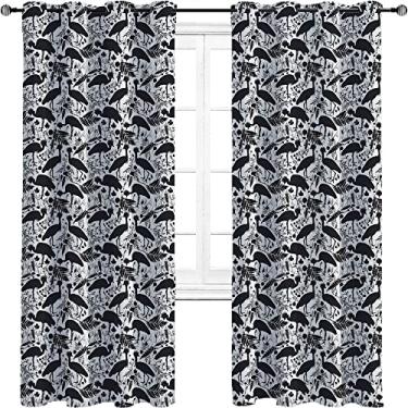 Imagem de Cortinas blackout Havaí para quarto - Cortinas escurecidas com isolamento térmico com ilhós para sala de estar, três camadas trançadas anel de redução de ruído cortina de sombra, L 182 x C 182 cm