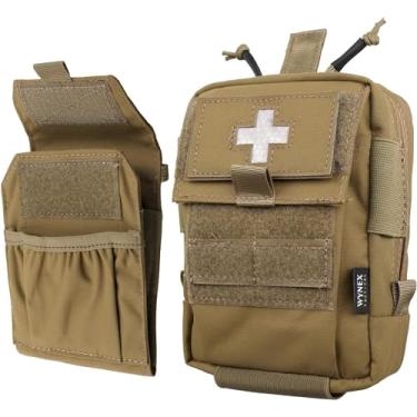 Imagem de WYNEX Bolsa de primeiros socorros IFAK Molle, bolsas médicas táticas, kit de trauma, bolsa de cinto médico, pequena, utilitária, kit de sobrevivência de emergência, inclui patch cruzado