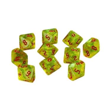 Imagem de Ink Colorido D10 RPG Dados Poliédricos 0-9 Fonte Retro Estilo Fantasia