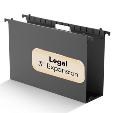 Imagem de NORDUN Pastas de arquivo de plástico tamanho ofício, pasta expansível de 7,6 cm, pastas suspensas pretas reforçadas legais, junta de inserção, abas ajustáveis, pasta de arquivo para arquivos volumosos