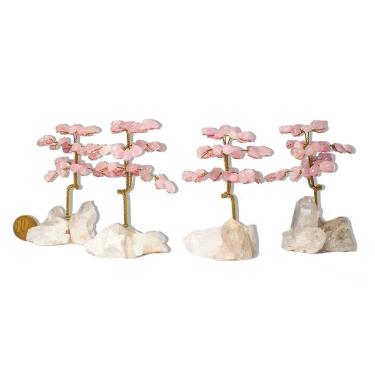 Imagem de 04 Árvore Felicidade Pedra Quartzo Rosa na Drusa Natural