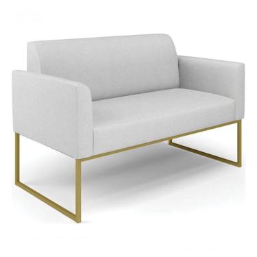 Imagem de Sofá Namoradeira Base Industrial Dourado Marisa Linho D03 - D?rossi Cor A05 Cinza Claro