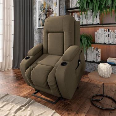 Imagem de Poltrona Do Papai Reclinável Crihs Lift Com Massagem E Aquecimento Veludo Castor G23 - Gran Belo