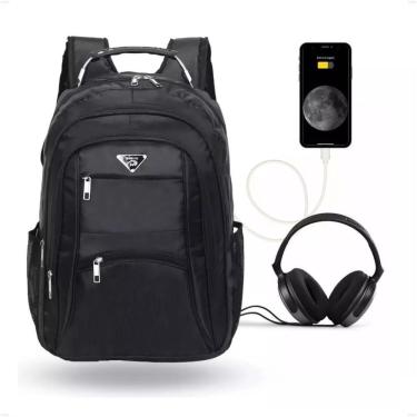 Imagem de Mochila Masculina Notebook Reforçada Impermeavel Usb Fone Viagem Feminina