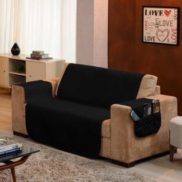 Imagem de Protetor de Sofá 2 Lugares - Prático, Macio e Lavável, Ideal para Casas com Pets e Crianças – Ótimo Custo-Benefício – FV Enxovais (Preto, 2 Lugares)
