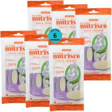 Imagem de Snack cremoso nutrisco gatos 14g atum e bacalhau com 4 un - kit com 6