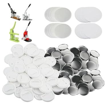 Imagem de Peças de máquina de fazer botões de botão traseiro de pino em branco, suprimentos de fabricação de crachás redondos de 58 mm (2,25 pol.) com 200 conjuntos de capa de metal, capa traseira de botão de