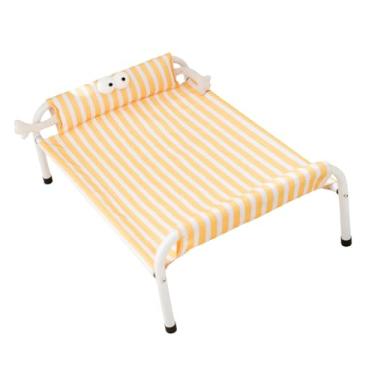 Imagem de KiBcsLic Cama elevada para cães com travesseiro, rede confortável antiderrapante e respirável para animais de estimação no verão, berço para filhotes, Amarelo, M