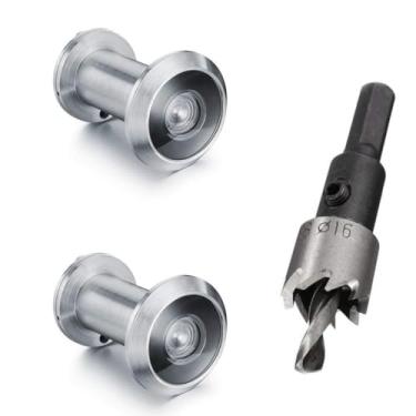 Imagem de TOGU 2 peças de furos de latão sólido de 220 graus para porta com broca de 16 mm, olho mágico de porta de 1,6 cm com privacidade, compatível com porta grossa de 3,5 cm a 6,5 cm, acabamento cromado
