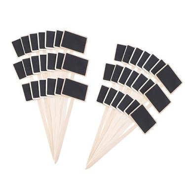 Imagem de TOPPERFUN 20 peças de mini palitos de lousa de madeira, placas de lousa para decoração faça você mesmo, placas de quadro-negro para decoração de jardim e casa