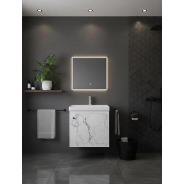 Imagem de Armário Para Banheiro 40Cm Mdf Com Cuba - Veneto Branco - Riverzza