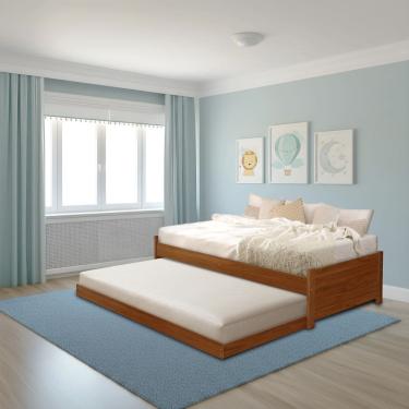 Imagem de Bicama Bibox Solteiro Infantil Madeira Maciça Gabrieli Castanho