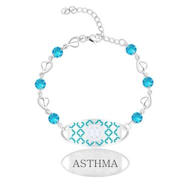 Imagem de Zircobic Pulseira de identificação personalizada com design floral elegante para mulheres e viajantes | Pulseira ajustável de alerta de 3 cores | Informações gravadas ou joias de saúde com código QR