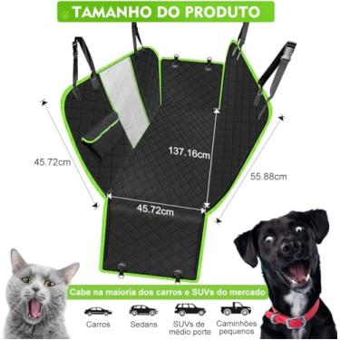 Imagem de Capa Protetora Carro Pet, Almofada Removível e Lavável, Impermeável, Resistente Ao Desgaste, Antiderrapante, Capa de Banco Traseiro de Carro para Cachorro, Tamanho Universal
