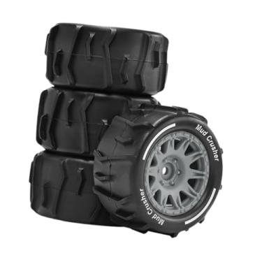 Imagem de JunZheHub Pneus RC em Escala 1/18, Pneus de Controle Remoto, Rodas, Acessórios Leves, Instalação Rápida, Peças de Reparo Resistentes, Titânio