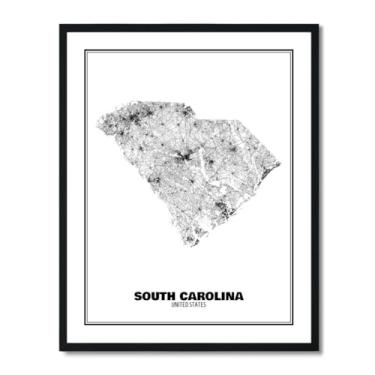 Imagem de Susie Arts Pôster de arte abstrata de mapa de estrada de rua do estado da Carolina do Sul, 28 x 35,5 cm, decoração de parede, casa, escritório, escola, sds038
