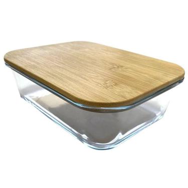 Imagem de Pote De Vidro Borossilicato 1L Tampa De Bambu - Mimo Style