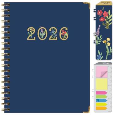 Imagem de Agenda Hardcover 2026, 21,6 cm x 28 cm: 14 meses (novembro de 2025 a dezembro de 2026), agenda mensal semanal, agenda anual, marcador de livro, pasta de bolso e conjunto de notas adesivas (número