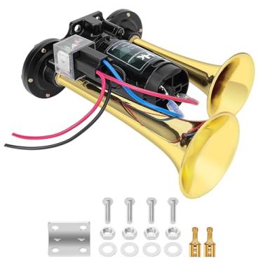 Imagem de HK Kit de buzina de ar de trompete duplo super alto 150db com compressor para veículos, caminhões, trens, barcos