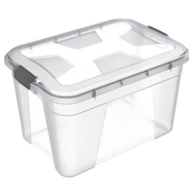 Imagem de Caixa Organizadora Multiuso 12L Transparente com Tampa e Travas – Plástico Resistente para Casa, Escritório e Armário