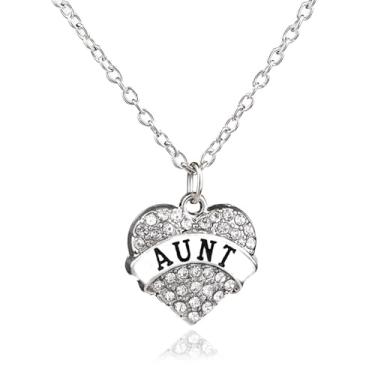 Imagem de Colar Aunt Niece Presente para Aunt from Niece Presente de Dia das Mães Colar de Coração para Tia Presentes de Aniversário para Sobrinhas, One Size, Strass, Sem Pedra Preciosa