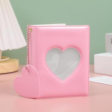 Imagem de Álbum de fotos de cor sólida de 7,6 cm Love Hollow Photocard Holder Heart Pendant Kpop Cards Collect Book Album