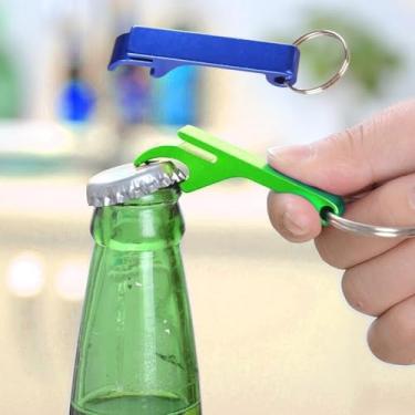 Imagem de Abridor de garrafas de bebidas para homens, mulheres, abridores de garrafa de cerveja, chaveiro de metal premium, pequeno e prático, fácil de transportar (azul)