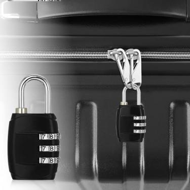 Imagem de Cadeados de combinação, cadeado de 3 dígitos para armários esportivos de academia, cercas, caixas de ferramentas, caixas, armazenamento de armário com trava (preto)