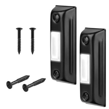 Imagem de 2 peças de botão de campainha, sino de porta com fio iluminado para montagem na parede, botão de campainha com fio, preto, botão de parede para porta de garagem com 4 parafusos de substituição para