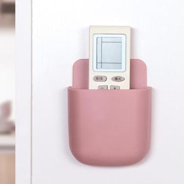 Imagem de Caixa de armazenamento de parede para controles remotos, telefones e acessórios, organizador adesivo multiuso, rosa