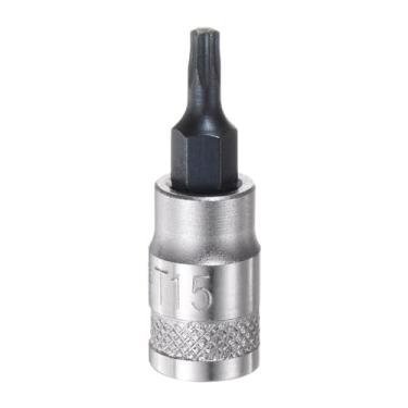Imagem de Torx Bit Socket T15 Solid Star 1/10.2 cm Drive 3.7 cm Comprimento S2 Bit de aço CR-V soquete para chave catraca, barra deslizante, haste de extensão