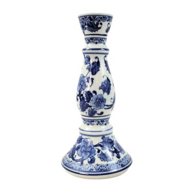Imagem de Castiçal Azul E Branco Candelabro Porcelana Decoração