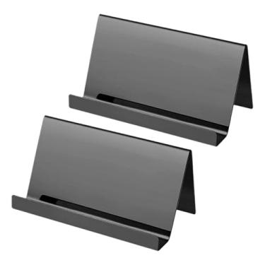 Imagem de KiBcsLic 2 peças porta-cartões de visita, suporte para cartões de visita, 3,5 x 2 polegadas, para exibição em mesa de escritório, acesso rápido e fácil, aço