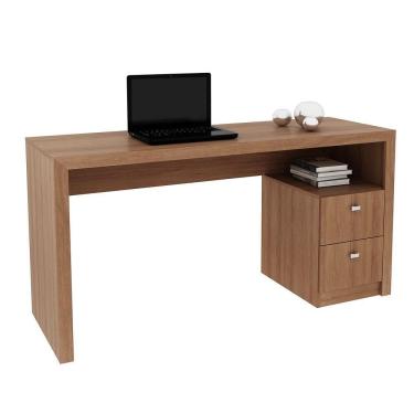 Imagem de Mesa Para Computador Escrivaninha 2 Gavetas Me4130 Amêndoa - Tecno Mobili