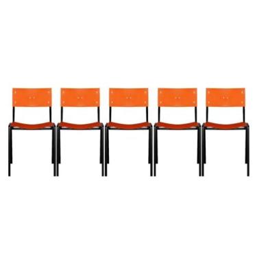 Imagem de Cadeira ISO Empilhavel Com 5 Unidades - Lamar Design, Laranja