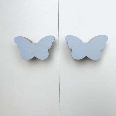 Imagem de 6 Puxadores Borboleta Azul Infantil Cômoda Móveis Porta Gaveta Quarto