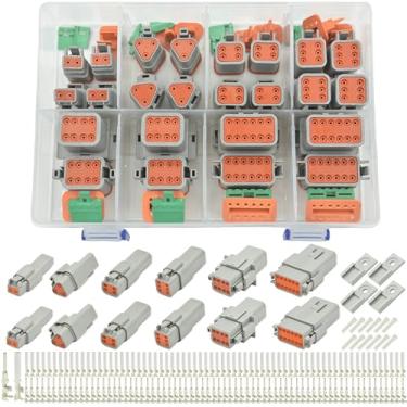 Imagem de Kit de conectores Deutsch de 215 peças, DT 2, 3, 4, 6, 8, 12 pinos, conectores elétricos IP67, à prova d'água, plugue com 75 pares, tamanho 16, contatos estampados para carro, caminhão, barco (2