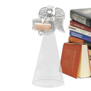 Imagem de castiçal de vidro - Titulares Tealight de anjo de vidro | Suporte de luz de chá para festa de casamento restaurante hotel decoração de mesa de jantar de natal