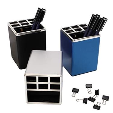 Imagem de Porta-lápis quadrado para armazenamento de pincéis de maquiagem para mesa organizador de caneta para exibição de caneta, organizador de mesa, suporte de caneta de papelaria (cor: prata)