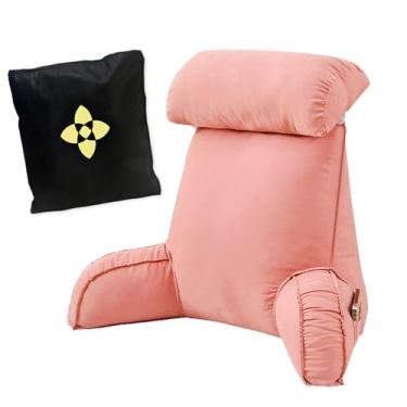 Imagem de HMBLAW Almofada de leitura/suporte lombar – Almofada de apoio para encosto com capa removível – Almofada para cadeira de cama com braços – Almofada de suporte lombar perfeita para sentar – ler – ou