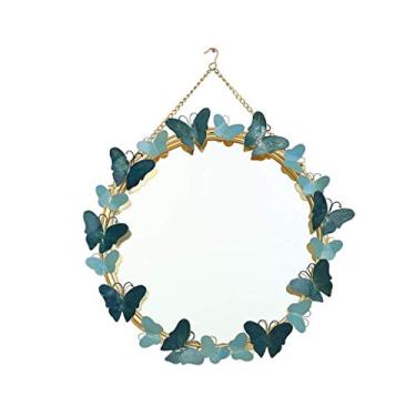 Imagem de Espelhos de parede para sala de estar entrada grande pendurado espelho decorativo de ferro forjado quarto penteadeira espelho de maquiagem redondo espelho de beleza (cor: C)