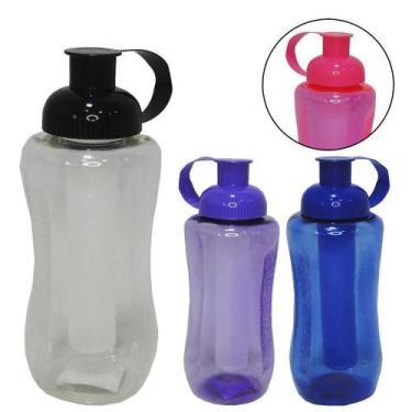 Imagem de Garrafa Squeeze Plastico Pet Tubo De Gelo Transcolor 600Ml - Mendes