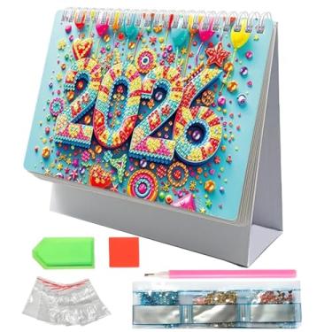 Imagem de Calendário de mesa 2026 D I Y Gem Painting - Decoração mensal de artesanato e planejador de objetivos | Organizador de arte de diamante para compromissos, gerenciamento de , decoração de
