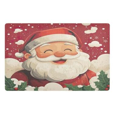 Imagem de SEHANY Tapete de porta de inverno Papai Noel Natal para todos os climas, impermeável, secagem rápida, bem-vindo, tapete de entrada antiderrapante, tapete decorativo de poliéster para entrada, varanda
