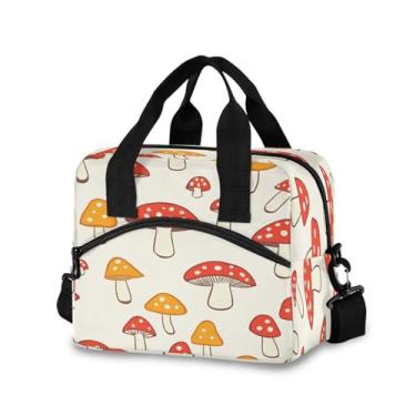 Imagem de Blueangle Lancheira isolada com estampa de cogumelos selvagens, alça de ombro removível e alça - lancheira reutilizável para homens e mulheres (505)