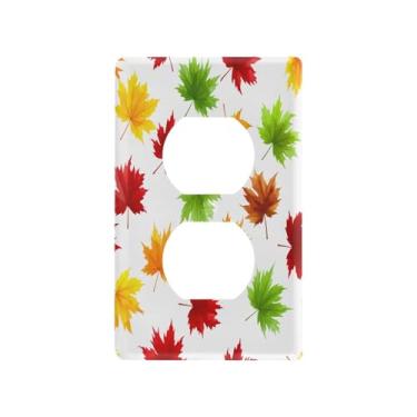 Imagem de Blueangle Placa de parede Bow Pumpkin Duplex Outlets, tamanho padrão, placas de cobertura de tomada elétrica de 1 gangue para decoração de quarto de escritório em casa, 4,53 x 2,76 polegadas (640)