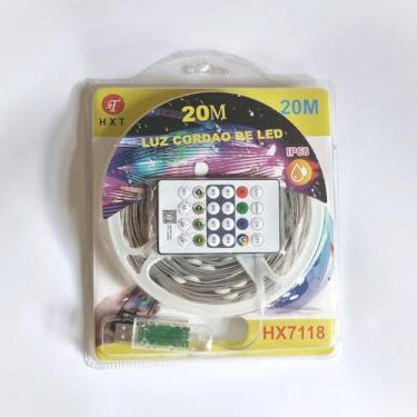 Imagem de Luz cordão de led colorido com controle e bluetooth pisca pisca