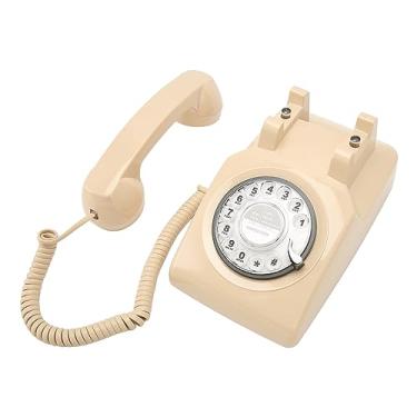 Imagem de Akozon Telefone Giratório retrô Com Campainha Mecânica - Telefone Fixo Vintage para Uso Doméstico, No Escritório e No Hotel (Bege)