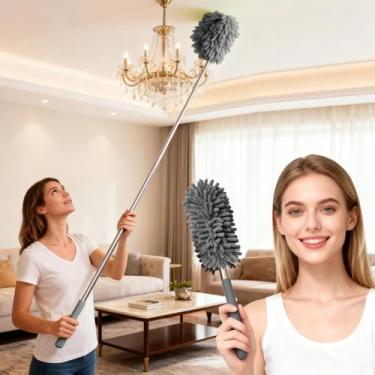 Imagem de Espanador de microfibra extensível, escova telescópica para limpeza de casa e carro, comprimento ajustável, macio e flexível